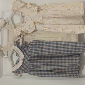 Toddler Girls Cream And Plaid Cute Play Dress Bundle